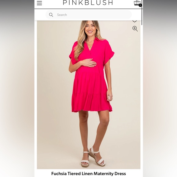 Linen Maternity Dress - PinkBlush - Picture 1 of 4